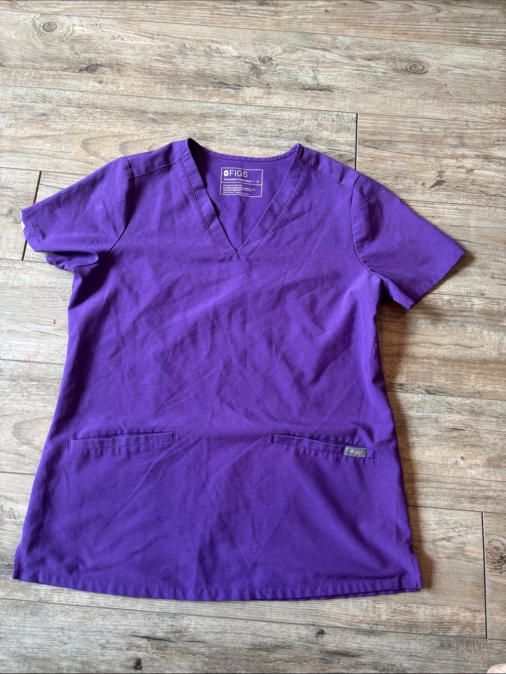 Figs V-Neck Medical Scrub Top in Bright Purple Small